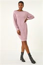 Light Pink Shimmer Slash Neck Jumper Dress, Image 1 of 6