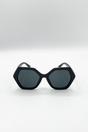Black Oversized Rounded Angular Sunglasses, Image 1 of 5