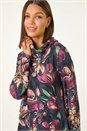 Maroon Floral Printed Roll Neck Top, Image 1 of 5