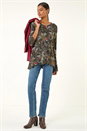 Green Floral Puff Print Stretch Shirt, Image 1 of 5