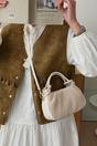 Beige Woven Mini Bag With Handle and Body Strap, Image 5 of 5
