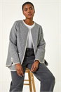 Grey Contrast Blanket Stitch Jacket, Image 1 of 5