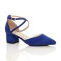 Royal Blue AJVANI Royal Blue Mid Block Heel Crossed Strap Pointed Toe 2 Part Heels, Image 1 of 6