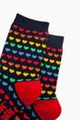 Navy Blue Rainbow Love Hearts Bamboo Socks in Navy, Image 2 of 4