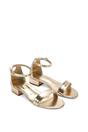 Gold XY LONDON Gold 'Tate' Low Block Heel Sandals With Ankle Strap, Image 3 of 5
