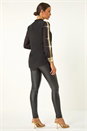 Black Sequin Stripe High Neck Sleeve Top, Image 3 of 5