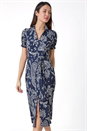 Navy  Paisley Print Textured Shirt Dress, Image 4 of 5