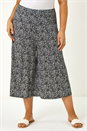 Black Curve Abstract Print Culottes, Image 4 of 5