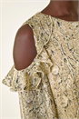 Stone Snake Print Frill Cold Shoulder Top, Image 5 of 5