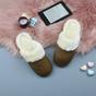 Tan AJVANI Tan Faux Fur Lined Slip On Memory Foam Mules Slippers, Image 3 of 5
