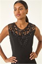 Black Lace Ponte Peplum Top, Image 4 of 5