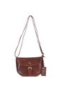 Brown 'Violet' Real Leather Flap-Over Crossbody Bag, Image 2 of 4