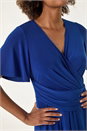 Blue Wrap Over Stretch Dress, Image 5 of 5