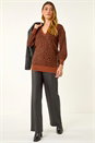 Brown Animal Print V-Neck Boyfriend Jumper, Image 2 of 5