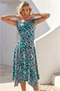 Emerald Leaf Print Hanky Hem Maxi Dress, Image 2 of 4