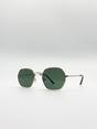 Gold Hexagon Metal Frame Sunglasses in Gold, Image 3 of 5