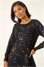 Black Longline Metallic Spot Asymmetric Jumper, Image 4 of 5