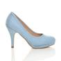 Light Blue Mid High Heel Court Shoes, Image 2 of 6