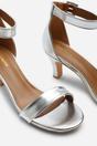 Silver 'Madrid' Mid Block Heel With Ankle Strap, Image 3 of 6