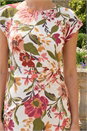 Ivory  Floral Print Wrap Twist Midi Dress, Image 4 of 4