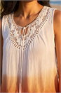 Rust Cotton Lace Detail Ombre V-Neck Vest Top, Image 4 of 4