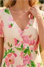Ivory  Petite Floral Print Button Dress, Image 4 of 4