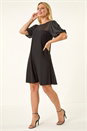 Black Petite Sparkle Contrast Dress, Image 2 of 5