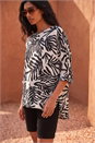 Ivory  Leaf Print Tunic Top, Image 3 of 4
