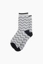 Grey Zig-Zag Combed Cotton Glitter Socks, Image 3 of 4