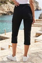 Black Cropped Cargo Stretch Trouser, Image 3 of 4