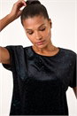 Teal Glitter Velvet Stretch Top, Image 1 of 5