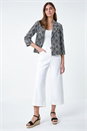 Black Geometric Textured Cotton Blend Jacket, Image 1 of 5