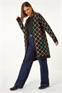 Multi Longline Geometric Print Knit Cardigan, Image 1 of 5
