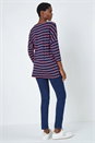 Navy  Stripe Print Stretch Tunic Top, Image 3 of 5