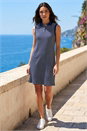 Navy  Stripe Collared Mini Dress, Image 3 of 4