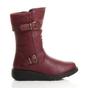 Burgundy AJVANI Burgundy Low Wedge Heel Comfort Calf Biker Boots, Image 2 of 6