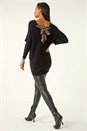 Black One Size Animal Print Tie Back V-Neck Jumper, Image 3 of 5