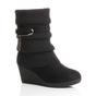 Black AJVANI Black Mid Wedge Heel Slouch Ankle Boots, Image 5 of 6