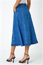 Denim Cotton Denim Panelled Midi Skirt , Image 4 of 5