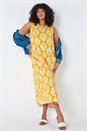 Yellow Curve Aztec Print Stretch Maxi Dress, Image 1 of 5