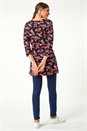 PINK Floral Print Stretch Tunic Top, Image 3 of 5