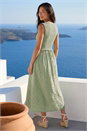Sage Petite Frill Shirred Midi Dress , Image 3 of 4