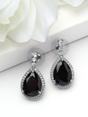 Black Halo Teardrop Sparkle Drop Earrings, Image 3 of 3