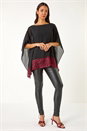 Red Sequin Hem Contrast Tunic Top, Image 1 of 5