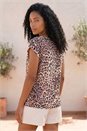 Tan Animal Print Round Neck Top, Image 3 of 4