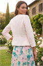 Light Pink 3/4 Sleeve Tailored Jacquard Jacket, Image 3 of 4