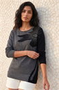 Charcoal Floral Sparkly Hotfix Knit Jumper, Image 1 of 4