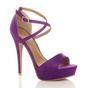 Purple High Heel Crossed Straps Platform Sandals, Image 1 of 6