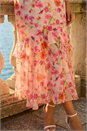 Cream  Floral Print Chiffon V-Neck Midi Dress, Image 4 of 4