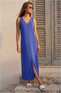 Blue Soft Pique Stretch Midi Dress, Image 3 of 4